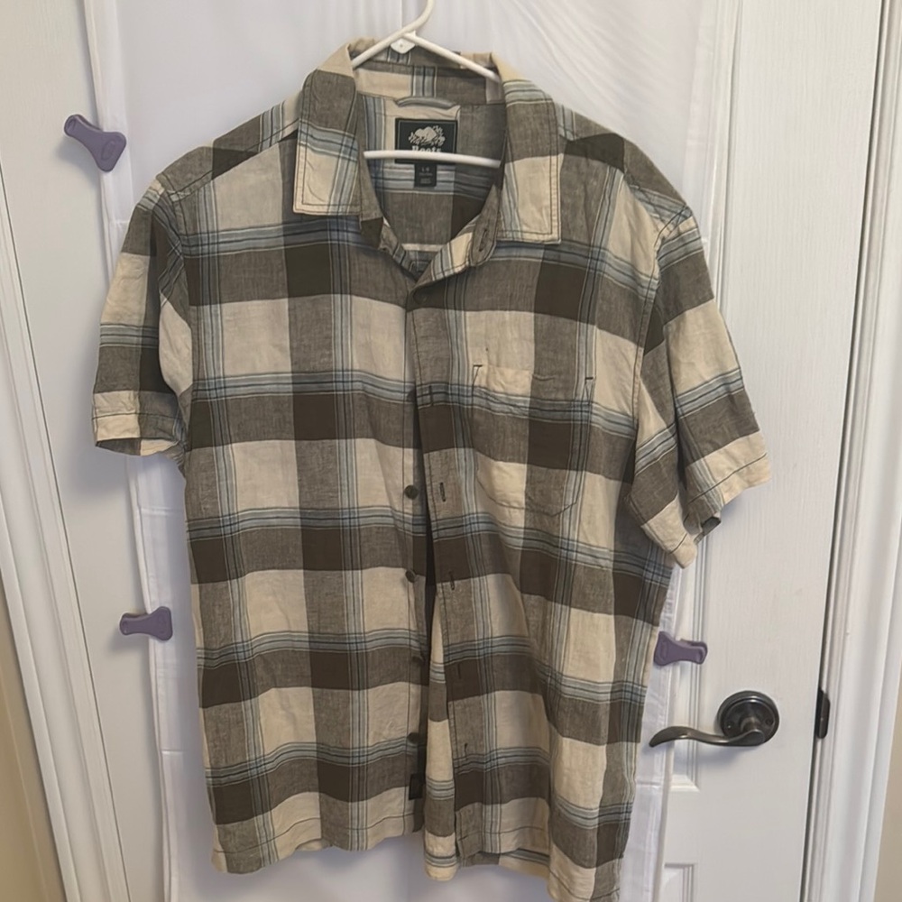 Roots Brown and Cream Casual Button Down Shirt